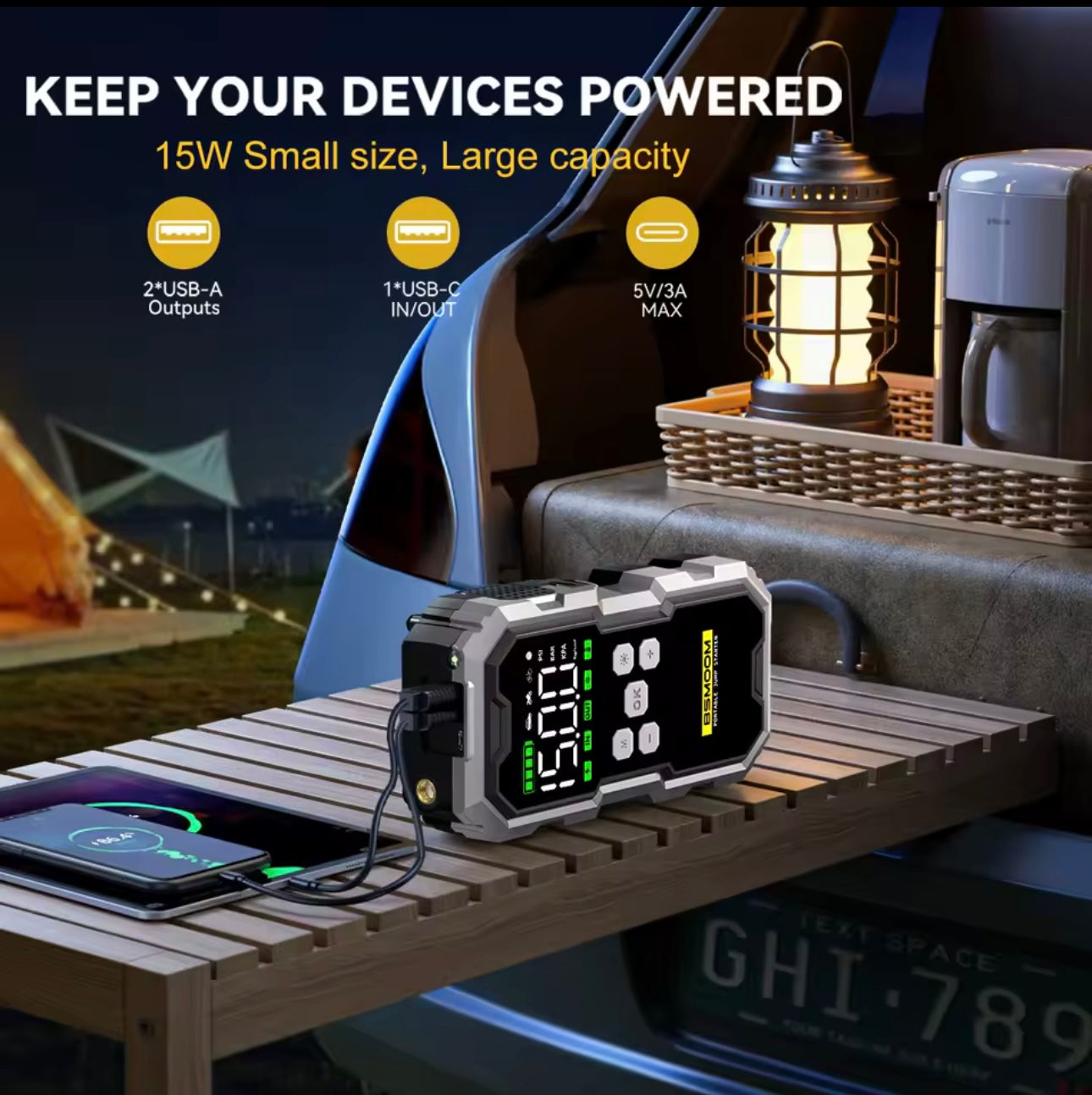 2-in-1 Emergency Car Power Pack – Jump Start & Inflate Anywhere
