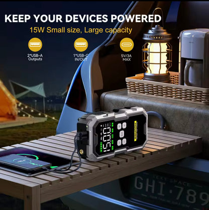 2-in-1 Emergency Car Power Pack – Jump Start & Inflate Anywhere